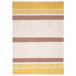 Deko & Co Tapis tissé 100% recyclé blanc et orange L.180 x l.120cm Deco&co* Tapis Pour Chambre