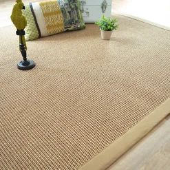 Best Décoweb Tapis tissé plat - Lombok naturel - Ganse coton beige - 200 x 200 cm
