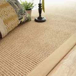 Best Décoweb Tapis tissé plat - Lombok naturel - Ganse coton beige - 200 x 200 cm