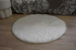 Clearance Tapis toucher doux blanc beige Ø90 x ep.3cm