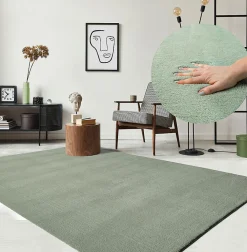 The Carpet Tapis uni antidérapant lavable Vert - 160 x 220 cm - RELAX* Tapis Pour Chambre