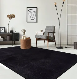 The Carpet Tapis uni antidérapant lavable Noir - 240 x 340 cm - RELAX* Tapis Intérieur|Tapis Pour Salon