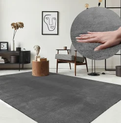 The Carpet Tapis uni antidérapant lavable Anthracite - 80 x 150 cm - RELAX* Tapis Pour Chambre