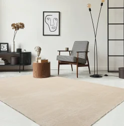 The Carpet Tapis uni antidérapant lavable Beige - 160 x 220 cm - RELAX* Tapis Intérieur|Tapis Pour Salon