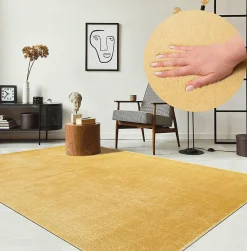The Carpet Tapis uni antidérapant lavable Or - 200 x 280 cm - RELAX* Tapis Intérieur|Tapis Pour Salon