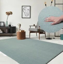Discount The Carpet Tapis uni antidérapant lavable Bleu - 80 x 150 cm - RELAX