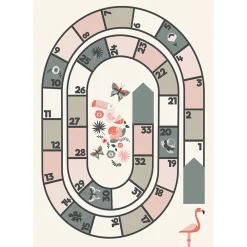 Dada Art Tapis vinyle motif jeu de l'oie rose, gris et blanc L.95 x l.66 cm x ep. 2 mm*Enfant Tapis Pour Chambre D'Enfant