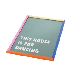 Taxi Brousse x Castorama Toile encadrée Taxi Brousse - This house is for dancing - fond vert et cadre multicolore* Tableau Déco