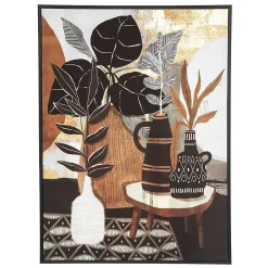 Atmosphera Créateur D'Intérieur Toile imprimée encadrée Plante - bois - 58x78 cm - Atmosphera* Tableau Déco