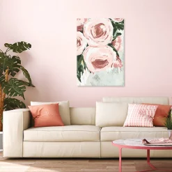 Best Dada Art Toile peinte couleur Main Pivoine orientation portrait l.70 x H.100 x ép.3 cm