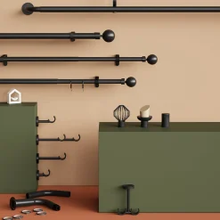 Online GoodHome Tringle à rideau coudée Araxos métal noir Ø28mm