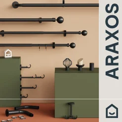 Online GoodHome Tringle à rideau coudée Araxos métal noir Ø28mm