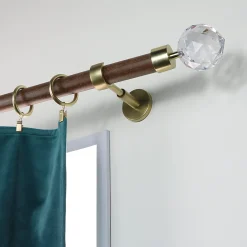 Outlet Mobois Tringle à rideau en bois chêne foncé Ø.2,8 x L.220cm