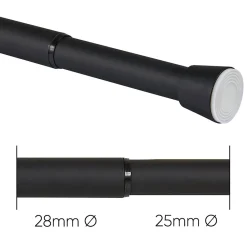 Storesdeco Tringle à rideau extensible à pression 28 mm Noire (50-80 cm)* Barre À Rideau Extensible