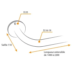 Sale Maison Déco Tringle à  Rideaux, Incurvée, Noir, Longueur 1m40 à  2m20