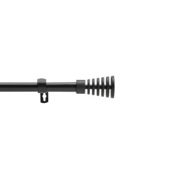 Douceur D'Intérieur Tringle extensible en en kit avec embout évasé (120-210 cm - Noir)* Barre À Rideau Extensible