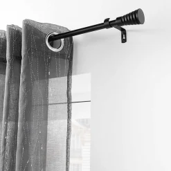 Douceur D'Intérieur Tringle extensible en en kit avec embout évasé (120-210 cm - Noir)* Barre À Rideau Extensible