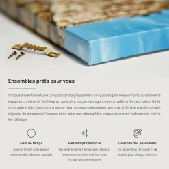 Wallfluent Trio de Tableaux Décoratifs 40x60 cm Formes Végétales Abstraites Bords Imprimés Finition Parfaite Prêt à Poser* Tableau Déco