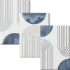 Wallfluent Trio de Tableaux Décoratifs 20x30 cm Motifs Bleus Abstraits Bords Imprimés Remplissage Niche Prêt à Poser* Tableau Déco