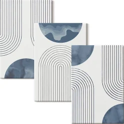 Wallfluent Trio de Tableaux Décoratifs 20x30 cm Motifs Bleus Abstraits Bords Imprimés Remplissage Niche Prêt à Poser* Tableau Déco