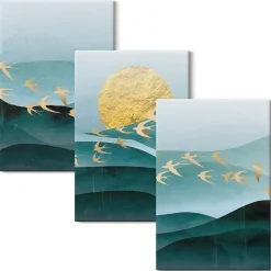 Wallfluent Trio de Tableaux Décoratifs 40x60 cm Paysages Abstraits De Coucher De Soleil Bords Imprimés* Tableau Déco