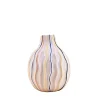 Sale Ornami Vase blanc en céramique lignes colorées 19cm