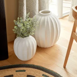 Sale Atmosphera Vase boule en céramique AMIA - H. 28 cm - Blanc