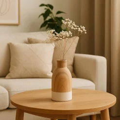 Hot Ornami Vase bouteille en bois 20cm, Zen