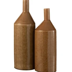 Sale J-Line Vase bouteille en céramique marron 14x14x42 cm
