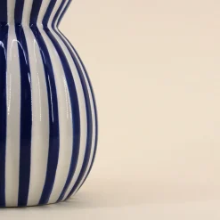 Best Ornami Vase céramique à rayures bleu en relief 19cm