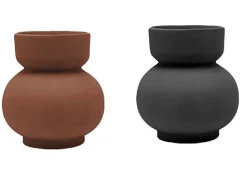 Ornami Vase céramique forme ronde l.13,8 x H.4,8 cm terracotta/bleu* Vase Décoratif