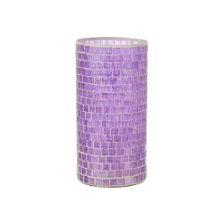 Discount J-Line Vase cylindrique mosaiques en verre mauve 15x15x29 cm