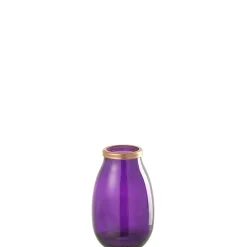 Clearance J-Line Vase en verre mauve 18x18x28 cm