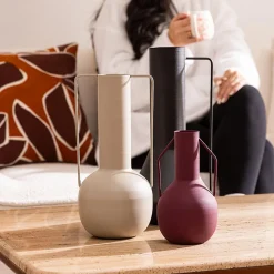 Outlet Atmosphera Créateur D'Intérieur Vase métal Sylvain rouge rubis H20cm - Atmosphera