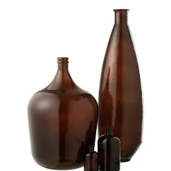 Discount J-Line Vase ovale en verre marron 27x27x81 cm
