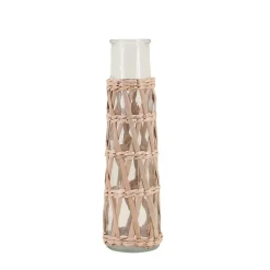 Ornami Vase rond en verre et fibres naturelles 34cm* Vase Décoratif