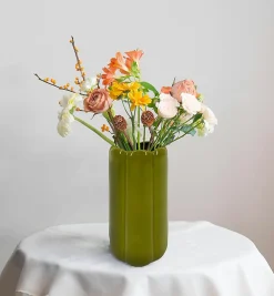 Ornami Vase tube feston en céramique vert H.15 cm* Vase Décoratif