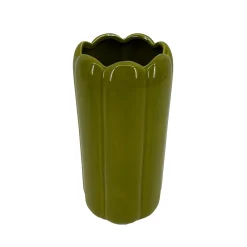 Ornami Vase tube feston en céramique vert H.15 cm* Vase Décoratif