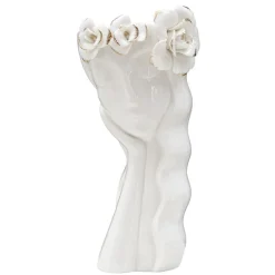Discount Mauro Ferretti Vase visage femme en céramique blanche 14.8x13x29 cm