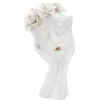 Best Mauro Ferretti Vase visage femme en céramique blanche 16.5x14x27.3 cm