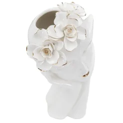 Best Mauro Ferretti Vase visage femme en céramique blanche 16.5x14x27.3 cm