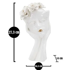 Best Mauro Ferretti Vase visage femme en céramique blanche 16.5x14x27.3 cm