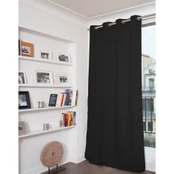 Best Moondream Venise - Rideau phonique Velours Oeillets Noir MC710 130 x 260 (LxH)