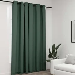 Vidaxl Rideau occultant Aspect de lin avec œillets Vert 290x245 cm* Rideau Occultant