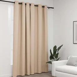 Vidaxl Rideau occultant Aspect de lin avec œillets Beige 290x245 cm