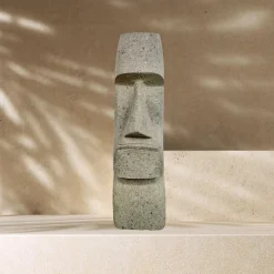 Wanda Collection Visage moaï allongé en pierre 60 cm* Statue Décorative