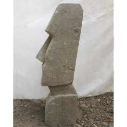 Wanda Collection Visage moaï allongé en pierre 60 cm* Statue Décorative