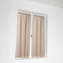 Clearance Linder Vitrage à la paire - Effet carreaux ajourés style Kelsch (60x140 cm - Beige)