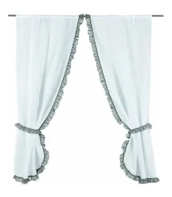 Discount Linder Vitrage bonne femme blanc à volant - 75x160cm - Blanc