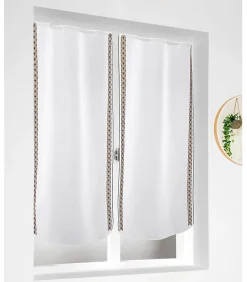 Online Linder Vitrages Passe-tringles à la paire Brodés "PIERROT" - 58x120cm - Taupe